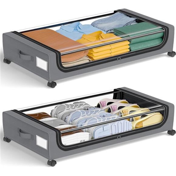 Under Bed Storage with Wheels: XXL Underbed Storage Containers with Lids - Picture 1 of 7